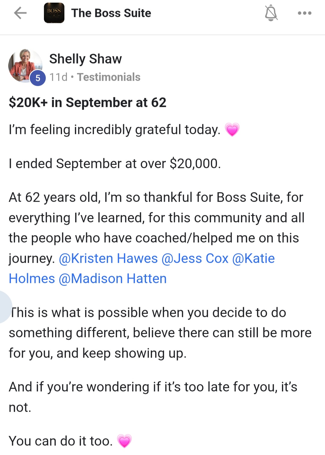 Testimonial screenshot